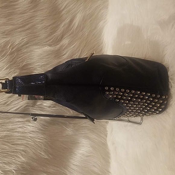 NAVY DECORATIVE RHINESTONE HOBO HANDBAG - Picture 5 of 7